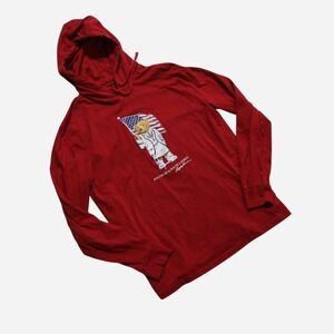 Mens Preppy Red Polo Ralph Lauren Rare 2024 Summer Olympics Polo Bear Hoodie